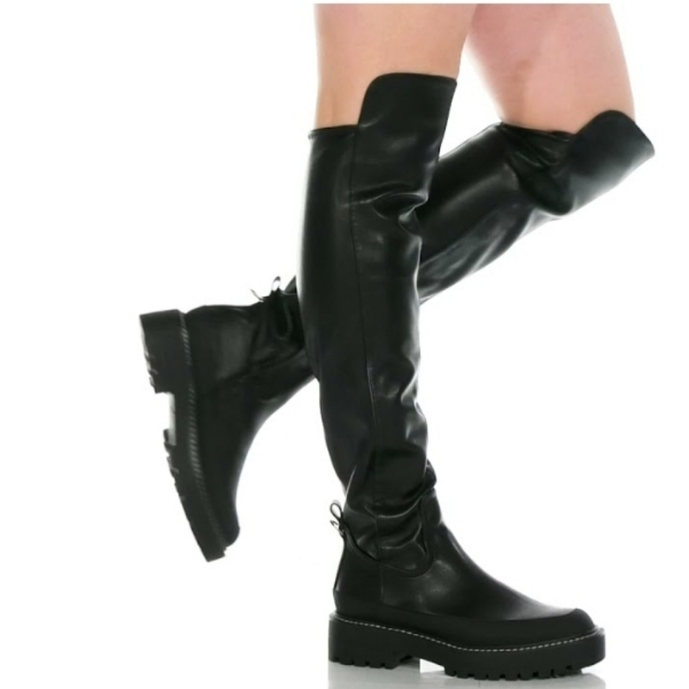 Sam Edelman‎ Lerue Over-The-Knee Boots, Black Faux Leather, Women's 6.5M NWOT
